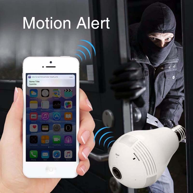 Wi-Fi Light Bulb Camera HD 360 Degree Panoramic View with Audio