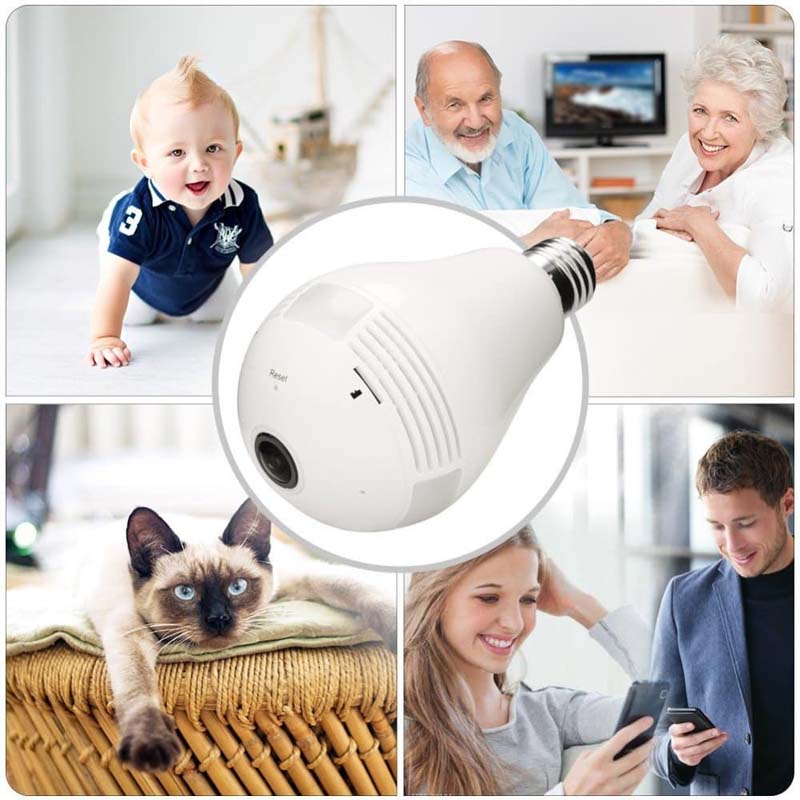 Wi-Fi Light Bulb Camera HD 360 Degree Panoramic View with Audio