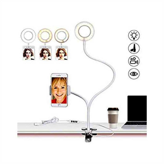 Selfie ring light with cell phone holder stand for live stream makeup