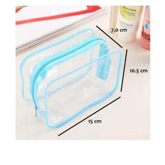 Travel makeup cosmetic bag toiletry zip pouch - blue