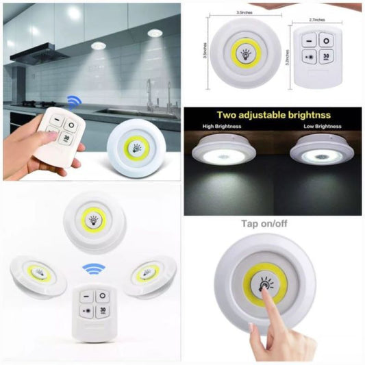 3 Piece Tap LED Light With Remote Control Cell Operated