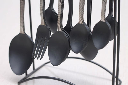 Stainless Steel Black Coated 29pcs Cutlery Set Design Zebra