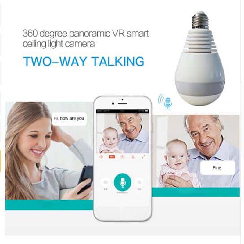 Wi-Fi Light Bulb Camera HD 360 Degree Panoramic View with Audio