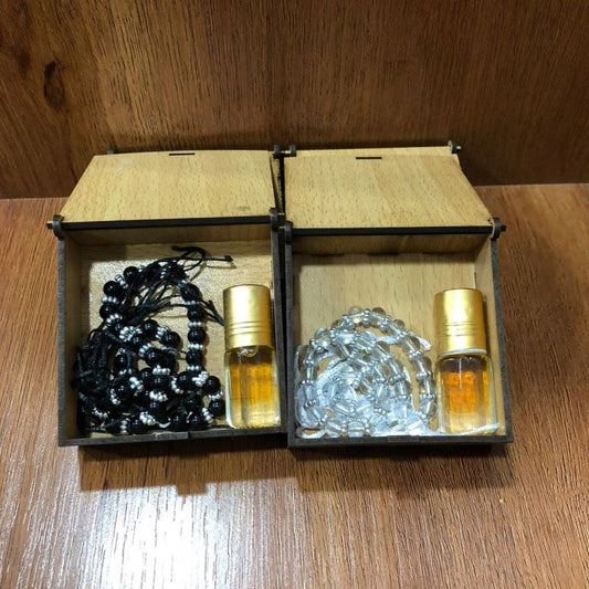 Ramadan Kareem Gift Box | Tasbeeh & Ittar Set | Islamic Festival Essentials & Mubarak Gift