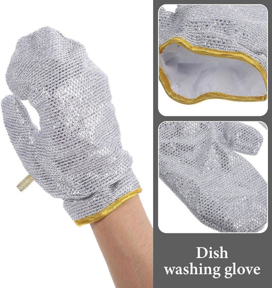 Kitchen Dish Silver Wire Cleaning Gloves