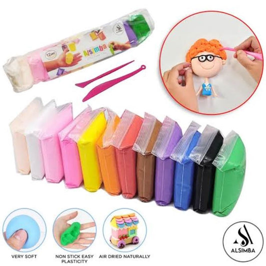 Colorful Air Dry Clay Set 12 Non-Toxic Clays + Sculpting Tools for Kids Art Projects