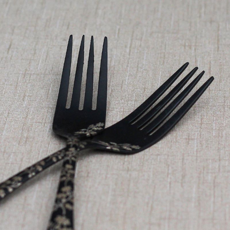 Stainless Steel Black Coated 29pcs Cutlery Set Floral