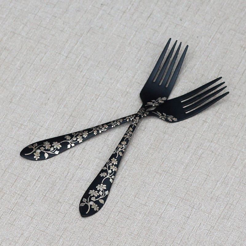 Stainless Steel Black Coated 29pcs Cutlery Set Floral