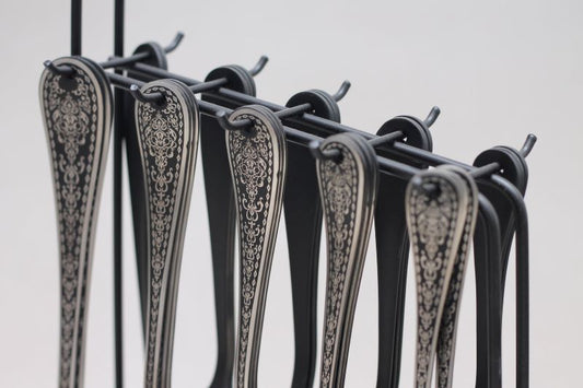 Stainless Steel Black Coated 29pcs Cutlery Set Design Full Floral