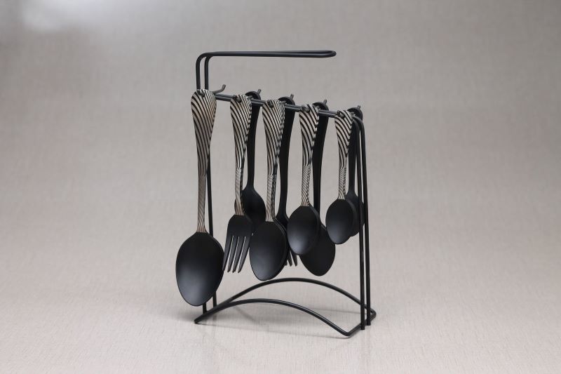 Stainless Steel Black Coated 29pcs Cutlery Set Design Zebra